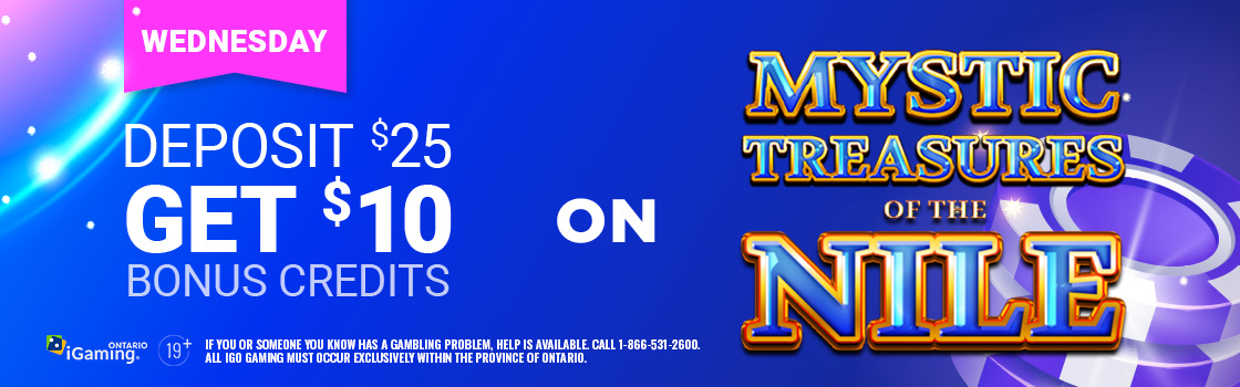 Deposit $25 & Get $10 Bonus Credits on Mystic Treasures on the Nile