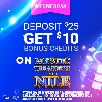 Deposit $25 & Get $10 Bonus Credits on Mystic Treasures on the Nile